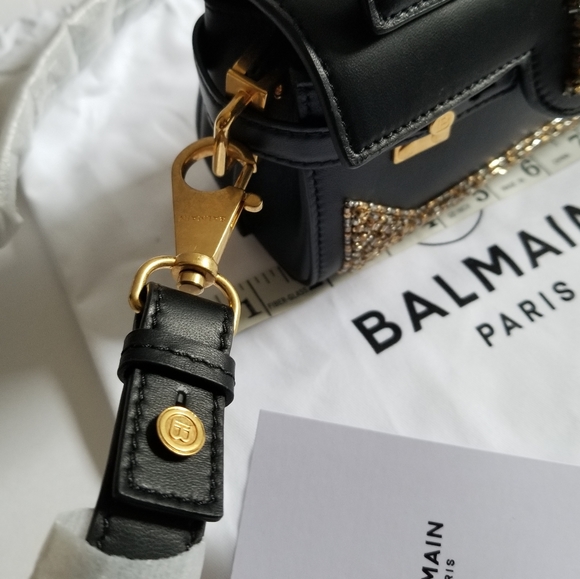 Balmain B-Buzz 19 Embellished Leather Crossbody Bag Black - Picture 14 of 15
